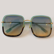 Óculos de sol feminino quadrado, em degradê, luxuoso, vintage, tamanho grande, 2021 2024 - compre barato