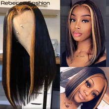Rebecca 13*4 Straight Lace Front Human Hair Wigs Pre Plucked Ombre Honey Blond Highlights Brazilian Remy Hair Lace Front Wigs 2024 - buy cheap