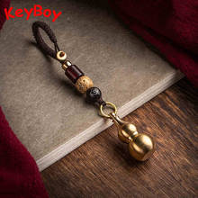 Copper Gourd Key Chain Pendants Jewelry Handmade Braied Rope with Wooden Beads Fashion Car Keychain Lanyard Keyring Hanging Gift 2024 - buy cheap