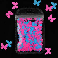 Lentejuelas de mariposa para decoración de uñas, brillos de uñas de neón, Color fluorescente, forma de mariposa, escamas 3D, rebanadas para diseño de uñas 2024 - compra barato