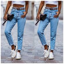 Женские повседневные брюки с эффектом потертости, джинсовые хорошие сексуальные длинные брюки с высокой талией, женские джинсовые брюки с вышитыми дырками для ночного клуба, 2021 2024 - купить недорого