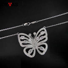 OEVAS 100% 925 Sterling Silver Wedding Necklace for women Sparking Full Zircon Hollow Out Butterfly Pendant Party jewelry Gifts 2024 - buy cheap