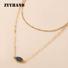 Natural Abalone Shell Women Pendant Necklace Golden Color Girl Snake Chain Set Lady Casual Oval Shape Jewelry 2024 - buy cheap