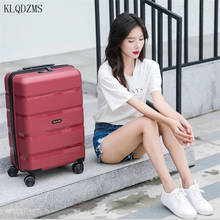 Легкий полипропиленовый чемодан на колесиках KLQDZMS 18 дюймов 22 дюйма 26 дюймов, чемодан на колесиках, чемодан на колесиках, модный креативный чемодан 2024 - купить недорого