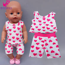 doll clothes red heart vest pants set for new born baby doll 18 inch american generation girl dolls clothes pajama set 2024 - buy cheap