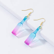 Pendientes de resina con diseño de botella de vino para mujer, aretes divertidos de ensueño para niña, joyería de fiesta, Pendientes colgantes coloridos únicos 2024 - compra barato