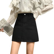 Faldas vaqueras de cintura alta para mujer, minifalda informal de estilo coreano, línea A, color blanco y negro, talla grande 5XL 2024 - compra barato