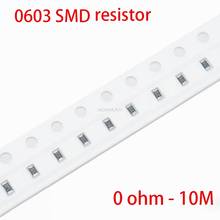 100pcs 0603 SMD 1/8W chip resistor resistores ohm - 10 0M ohm 0R 4.7R 100R 200R 220R 1K 4.7K resistência 4K7 10K 100K 200K 220K 2024 - compre barato