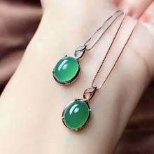 Calcedonia Verde Natural elipse Simple colgante collar S925 plata fina joyería de moda para mujer 【fs Jewelry】 2024 - compra barato