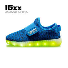 Calzado con luz LED IGxx para niños, gancho y bucle, el mejor regalo, carga USB, brillante, LED, zapatos para niñas, zapatillas luminosas para niños 2024 - compra barato