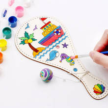 Pintura de graffiti brinquedos diy raquete de brinquedo de madeira para crianças pintura manual pat ball crianças educacional artesanal jogo artes artesanato 2024 - compre barato