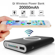 Powerbank qi sem fio portátil 20000 mah, 20000 mah, usb, carregador para iphone xiaomi, display em led 2024 - compre barato