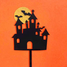 Cobertura de bolo de acrílico chique, morcego preto, casa assombrada, dente fantasma, decoração de bolo, festas de halloween 2024 - compre barato