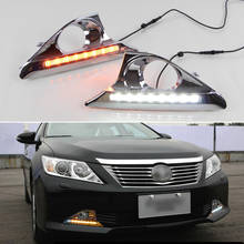 Car LED DRL Daylights For Toyota Camry 2012 2013 2014 Yellow Turn Function Daytime Running Light 12v Foglamp 2024 - buy cheap