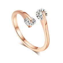 Italina auténtica, Color oro rosa, 2 anillos de piedra, joyería de moda para mujer, anillos de cristal para mujer, regalo de Navidad de alta calidad para mujer 2024 - compra barato