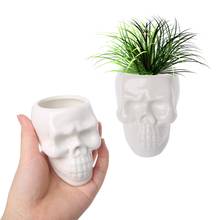 Maceta de cerámica con forma de Calavera, maceta creativa para flores, maceta suculenta verde, contenedor de plantas, decoración 2024 - compra barato