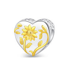 925 Sterling Silver Love Sunflower Charm Beads You Are My Sun 2020 Exquisite Jewelry Suitable for European Bracelet 2024 - buy cheap