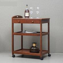 Rubber solid wood multi-mobile function tea dining car multi-layer wine cart kitchen trolley home hotel restaurant cart 2024 - buy cheap