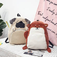 Funny Cartoon Animal Shape Backpack Corduroy Cute Girls Backpack Mochilas Mujer Embroidery Large Capacity School Bag 2024 - buy cheap