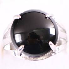 1Pcs  Jewelry Gift Adjustable Ring For Women Natural Stone Round CAB Cabochon Black Onyx Bead Finger Ring Z201 2024 - buy cheap
