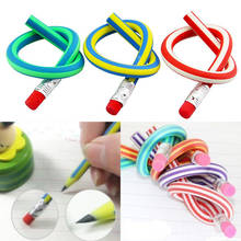 New Funny Bendy Flexible Soft Pencil With Eraser Colorful Stripes Cute Bend Pen Curved Creative Toys Pen Gifts Random Color 2024 - buy cheap