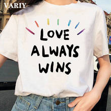 Camiseta con estampado de letras Love Wins para mujer, ropa de moda Gay, camiseta Harajuku Kawaii para mujer, camisetas de ocio para mujer 2020 2024 - compra barato