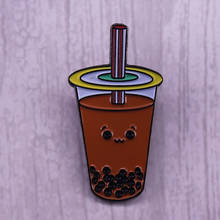 Cute Boba milk tea brooch 2024 - buy cheap