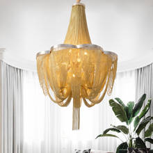 Lustre em alumínio estilo italiano, candeeiro suspenso para casamento, para decoração de sala de estar, dourado e prateado 2024 - compre barato