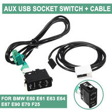 Car AUX USB Socket Switch+AUX USB Cable USB Cable Adapter Audio Harness Wire For BMW E60 E61 E63 E64 E87 E90 E70 F25 For Phantom 2024 - buy cheap