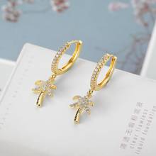 Fashion Cz Crystal Palm Tree Drop Dangle Earrings For Women Summer Gold Hoop Earrings Korean Jewelery 2022 Trends 2024 - buy cheap