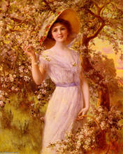 French Academy painter Emile Vernon Cherry Blossom Art SILK POSTER Wall Art Home Decorative painting 2024 - buy cheap