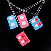 Cute Pink Blue Pills and Capsule Stainless Steel Necklaces for Women Men Couple Creative Personality Punk Long Pendant Jewelry 2024 - buy cheap