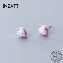 INZATT Real 925 Sterling Silver Pink Mushroom Stud Earrings Fashion Women Cute Fine Jewelry Party Minimalist Accessories gift 2024 - buy cheap