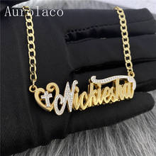 Aurolaco nome personalizado colar personalidade aço inoxidável ouro placa de identificação pingente colar jóias para presentes femininos 2024 - compre barato