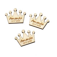 50pcs Personalized Engraved Crown Wooden Wedding Table Centerpieces Mr&Mrs Name Wood Decor Baby Shower Baptism Logo Decor 2024 - buy cheap