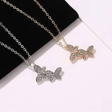 Korean Full Zircons Butterfly Necklace For Women Necklaces & Pendants Jewelry Full Crystals Gold Silver Color Butterfly Necklace 2024 - buy cheap