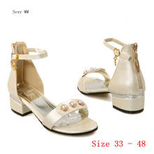 Peep Toe Women Low Heel Sandals Shoes Woman Low Heels Ladies Gladiator Sandals Pumps Plus Size 34 - 40 41 42 43 High Quality 2024 - buy cheap