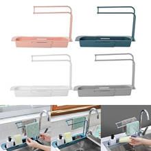 Suporte de pia telescópica esponja titular sabão escorredor pia bandeja expansível armazenamento dreno cesta pia rack organizador titular 2024 - compre barato