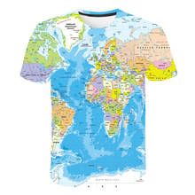 Camisetas de moda para hombres y mujeres, ropa de calle con estampado 3D de mapa del mundo, Harajuku, cuello redondo, manga corta, camisetas de gran tamaño 2024 - compra barato