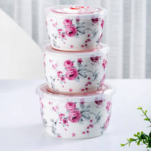 3 Pieces of Ceramic Fresh Bowl Set Fresh Food Box Lunch Box Lunch Box with Lid Bowl Can Be Used In Microwave Oven Rice Bowl Weed 2024 - buy cheap
