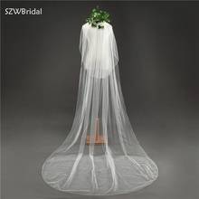 New Arrival Two-Layer Tulle Wedding Veils 3 Meter Bridal Veil Wedding Accesorios Bridal Headwear Novia Velos Welon With Comb 2024 - buy cheap