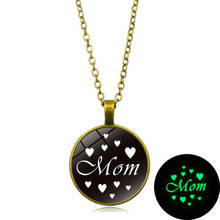 Fashion Mother Creative Glow In The Dark Small Gift Christmas Jewelry Hot Sale Mom Letter Luminous Glass Pendant Necklace 2024 - buy cheap