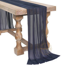 Sheer Chiffon Luxury Navy Blue Table Runner 29in X 14ft  Wedding Rustic Boho Party Bridal Shower Birthday Christmas Decorations 2024 - buy cheap