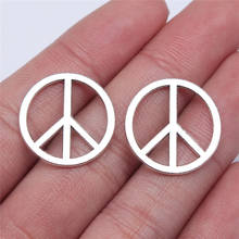 WYSIWYG-colgantes de la paz para hacer joyas, 10 Uds., 22x22mm, Color plata antiguo, símbolo de la paz, dijes, señal de la paz 2024 - compra barato