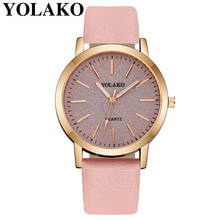 2019 Yolako nuevo Cuero Simple banda redondo reloj de pulsera cuarzo relojes mujer elegante reloj femenino de las señoras de moda relojes B40 2024 - compra barato