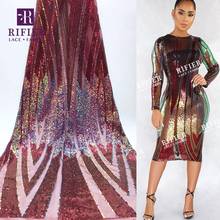 2020 High Quailty African Sequins Net Lace Fabrics Burgundy Sequined Embroidered Guipure Mesh Tulle Lace Wedding Prom Fabrics 2024 - buy cheap