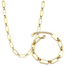 316L Stainless Steel Simple Thick Chain Necklace Bracelet Set Titanium Steel Hip Hop Double Cross Chain Jewelry Set 2024 - buy cheap
