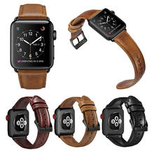 Браслет мужской из вощеной кожи, для Apple Watch Band 42 мм 38 мм 44 мм 40 мм Series 6 SE 5 4 3 2 1, iWatch 2024 - купить недорого