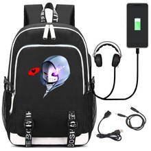 Mochila escolar USB Undertale COOL, esqueleto Sans, Cosplay, viaje, Camping, ordenador, montañismo, para Halloween 2024 - compra barato