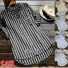 Yvlvol Women Long Sleeve V-neck sexy Classic striped Print Shirts Single Breasted Cotton Long Shirts 2021 2024 - buy cheap